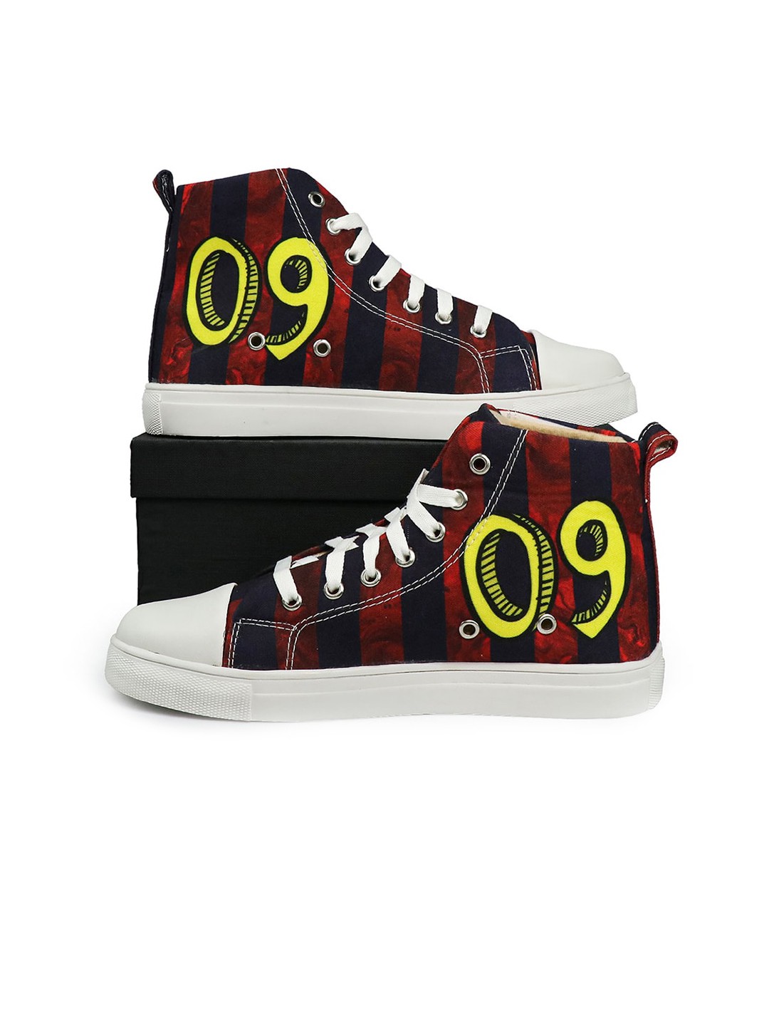 

KobSook Women Printed Canvas Comfort Insole Mid-Top Sneakers, Red
