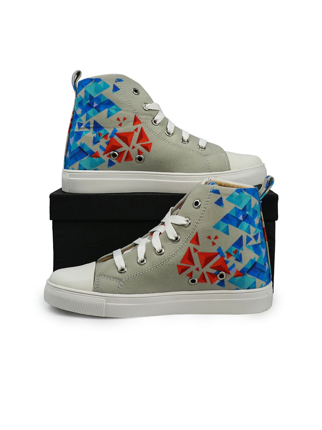 

KobSook Women Printed Canvas Comfort Insole Mid-Top Sneakers, Grey
