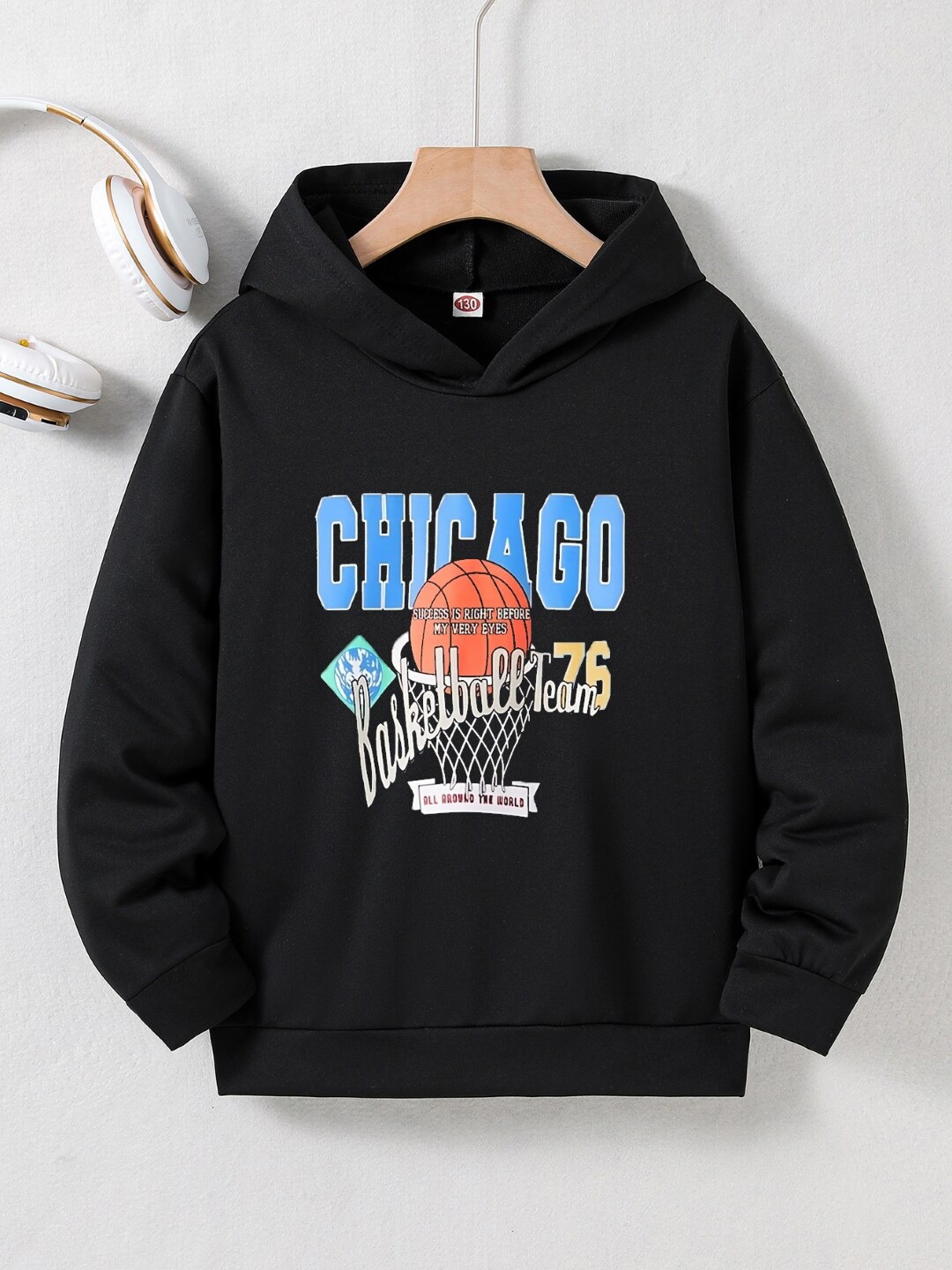 

StyleCast Boys Black Typography Printed Hooded Pullover
