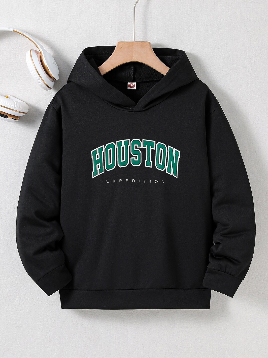 

StyleCast Boys Black Typography Printed Hooded Pullover Sweatshirt