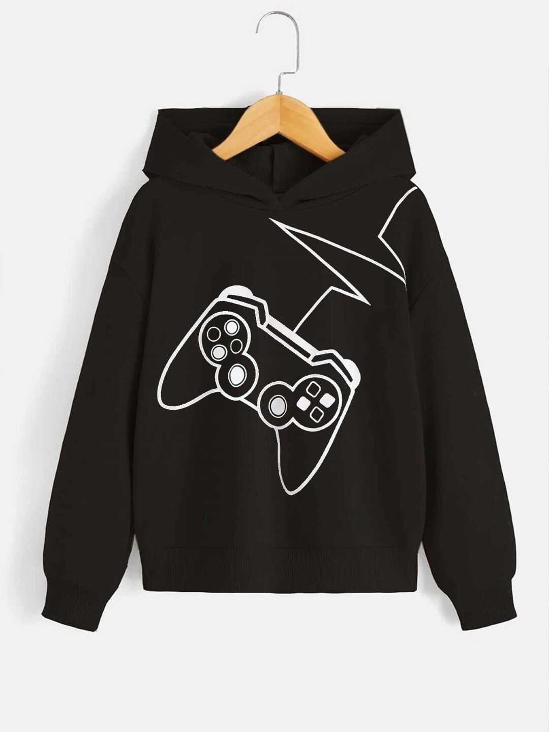

StyleCast Boys Black Graphic Printed Long Sleeves Hooded Sweatshirt