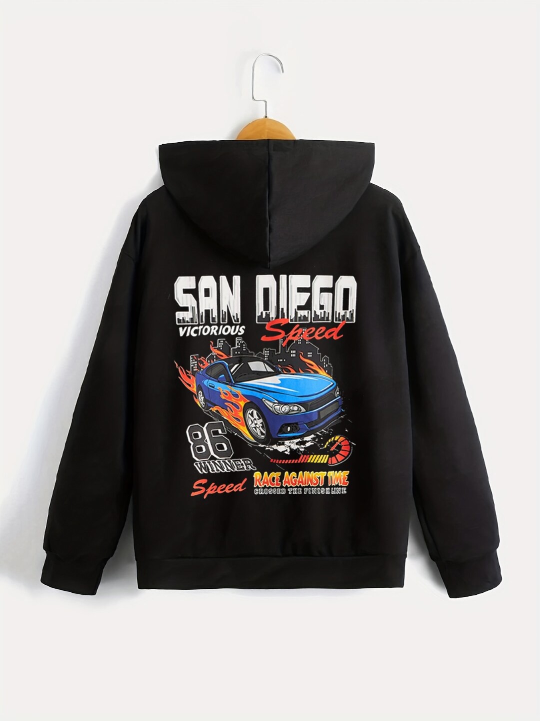 

StyleCast Boys Black Graphic Printed Long Sleeves Hooded Sweatshirt
