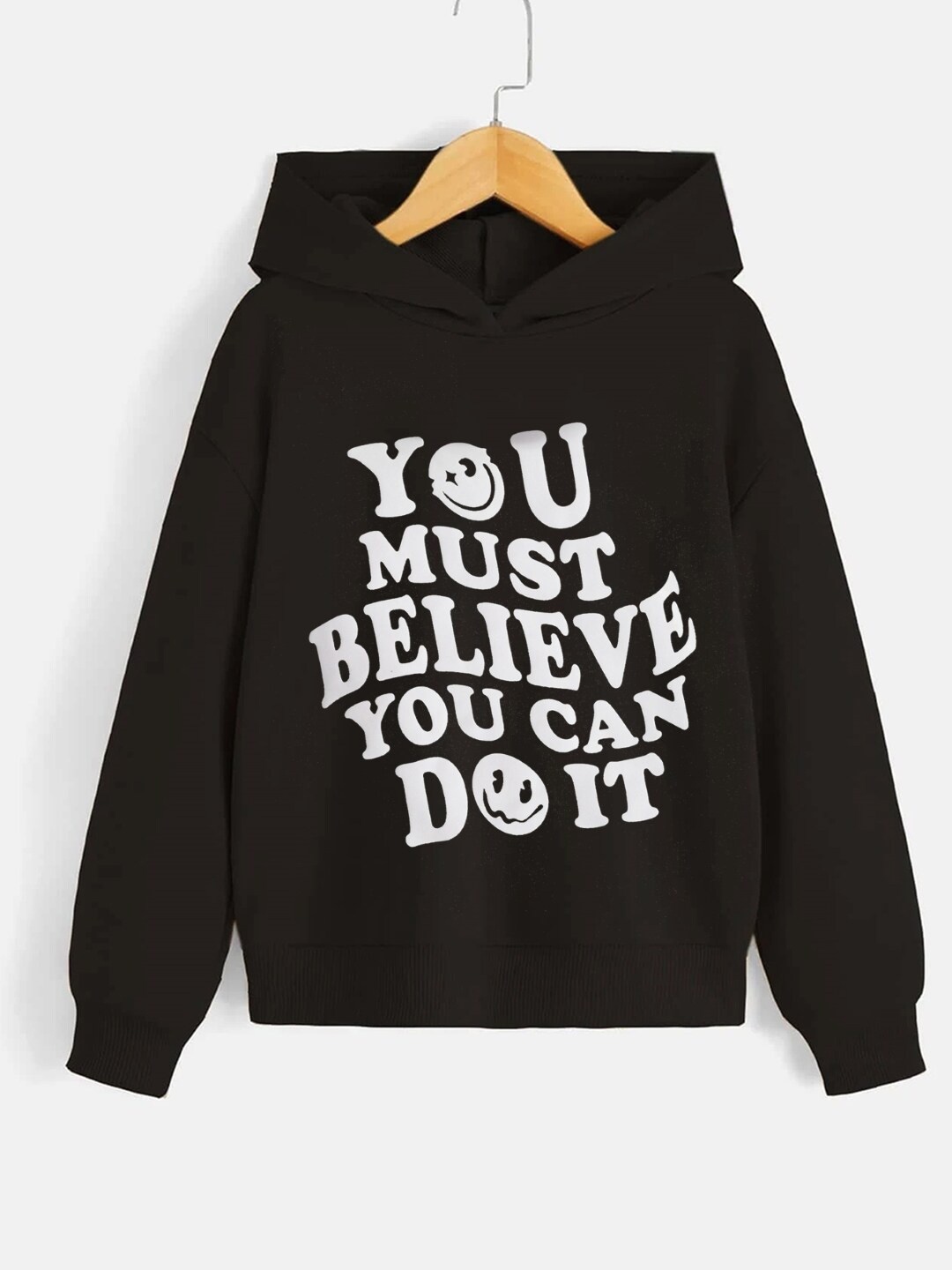 

StyleCast Boys Black Typography Printed Hooded Pullover Sweatshirt
