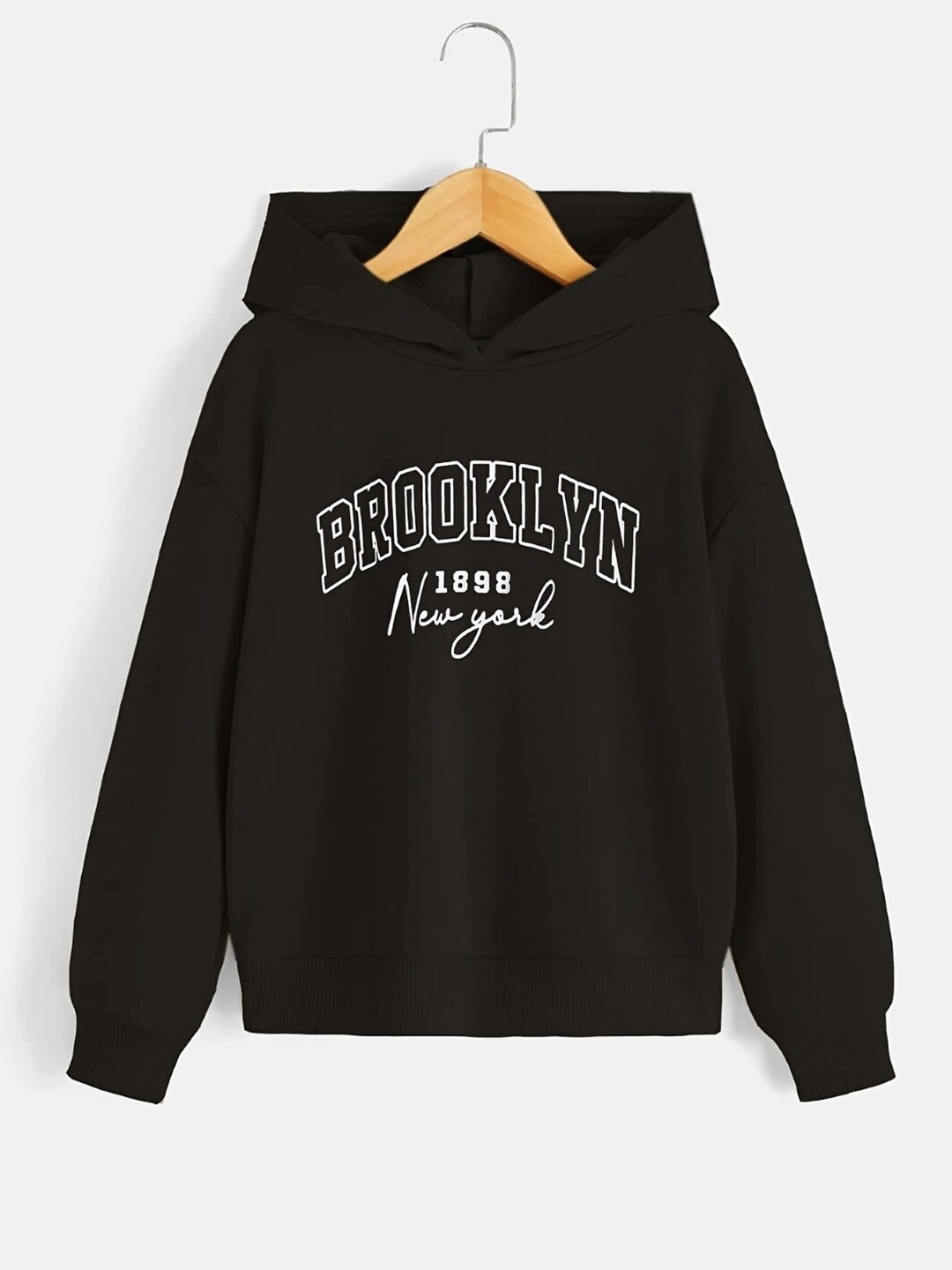 

StyleCast Boys Black Typography Printed Hooded Pullover Sweatshirt