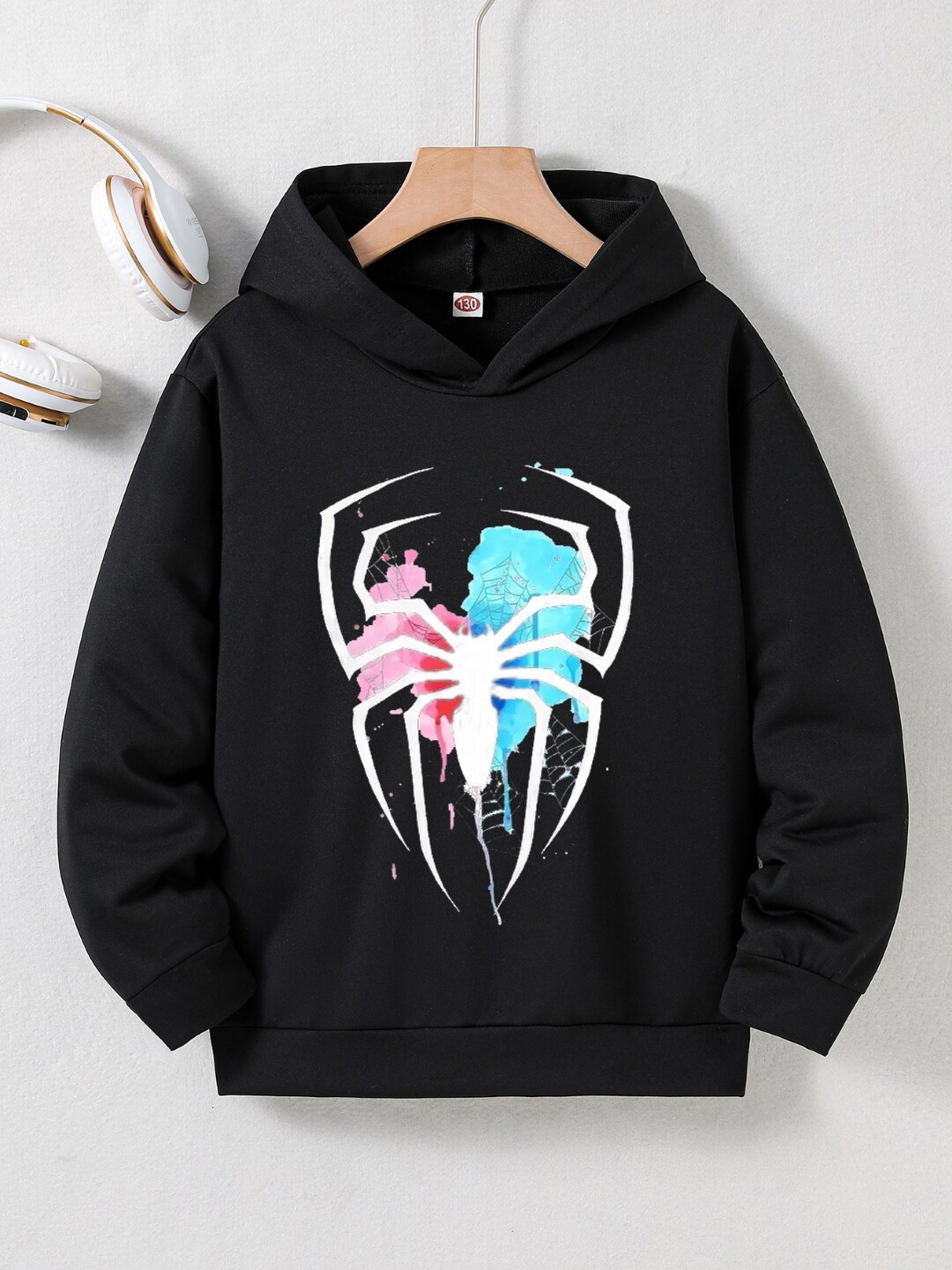 

StyleCast Boys Black Printed Hooded Pullover