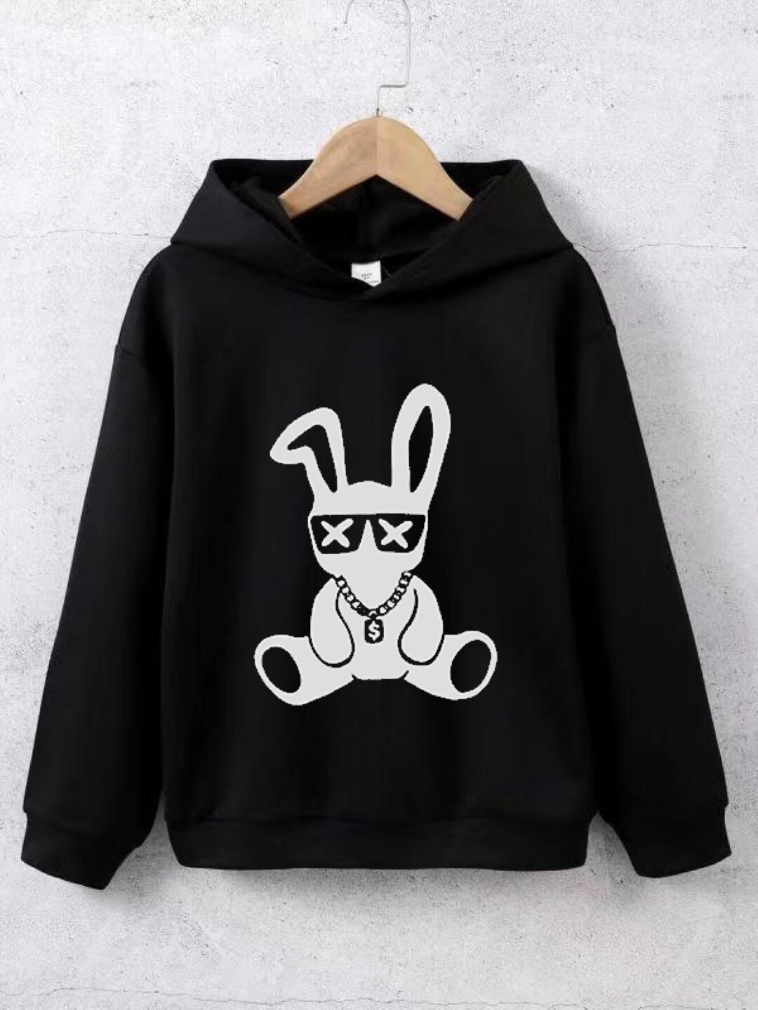

StyleCast Boys Black Graphic Printed Long Sleeves Hooded Sweatshirt