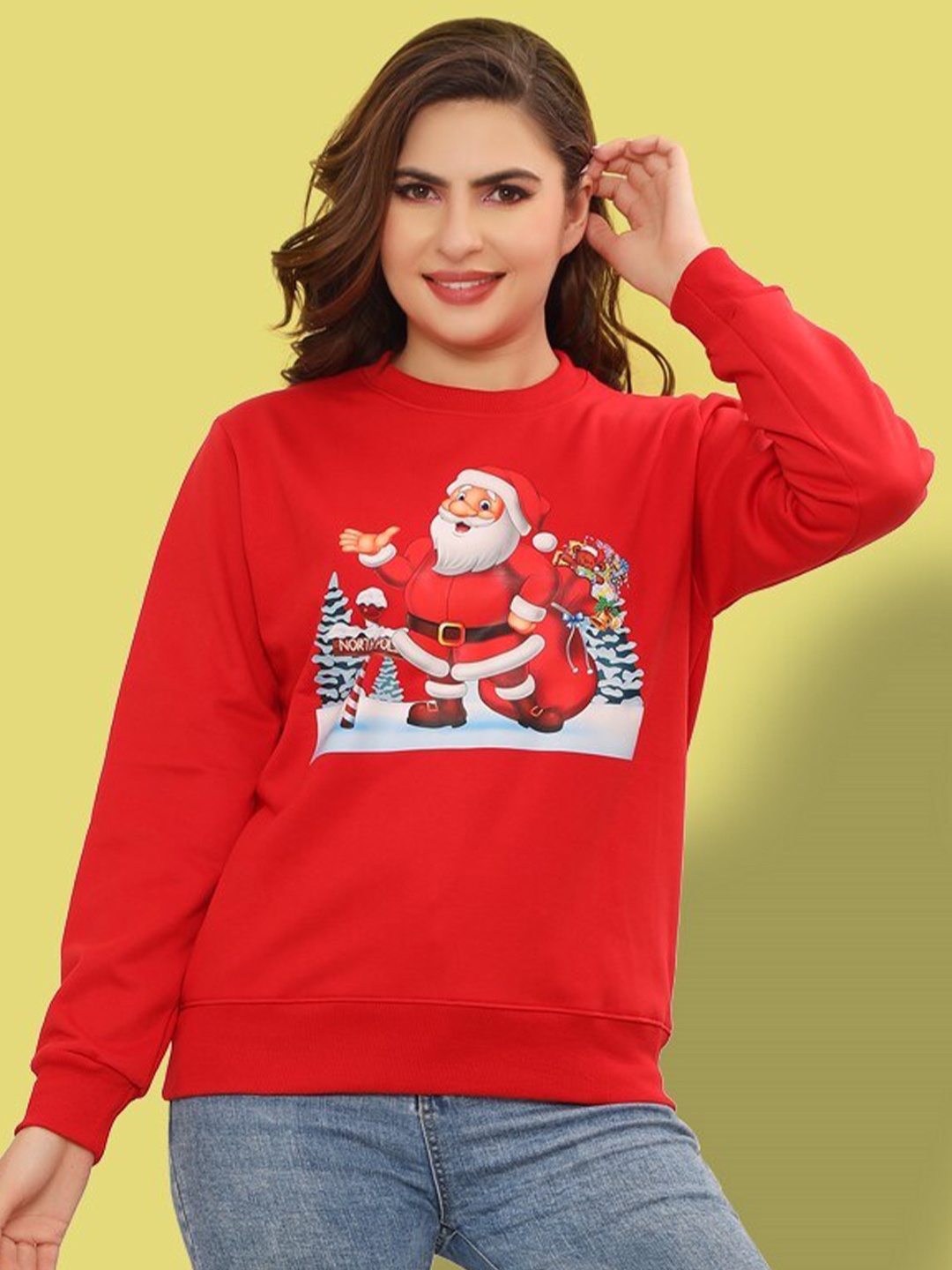 

Ninos Dreams Christmas Printed Cotton Pullover, Red