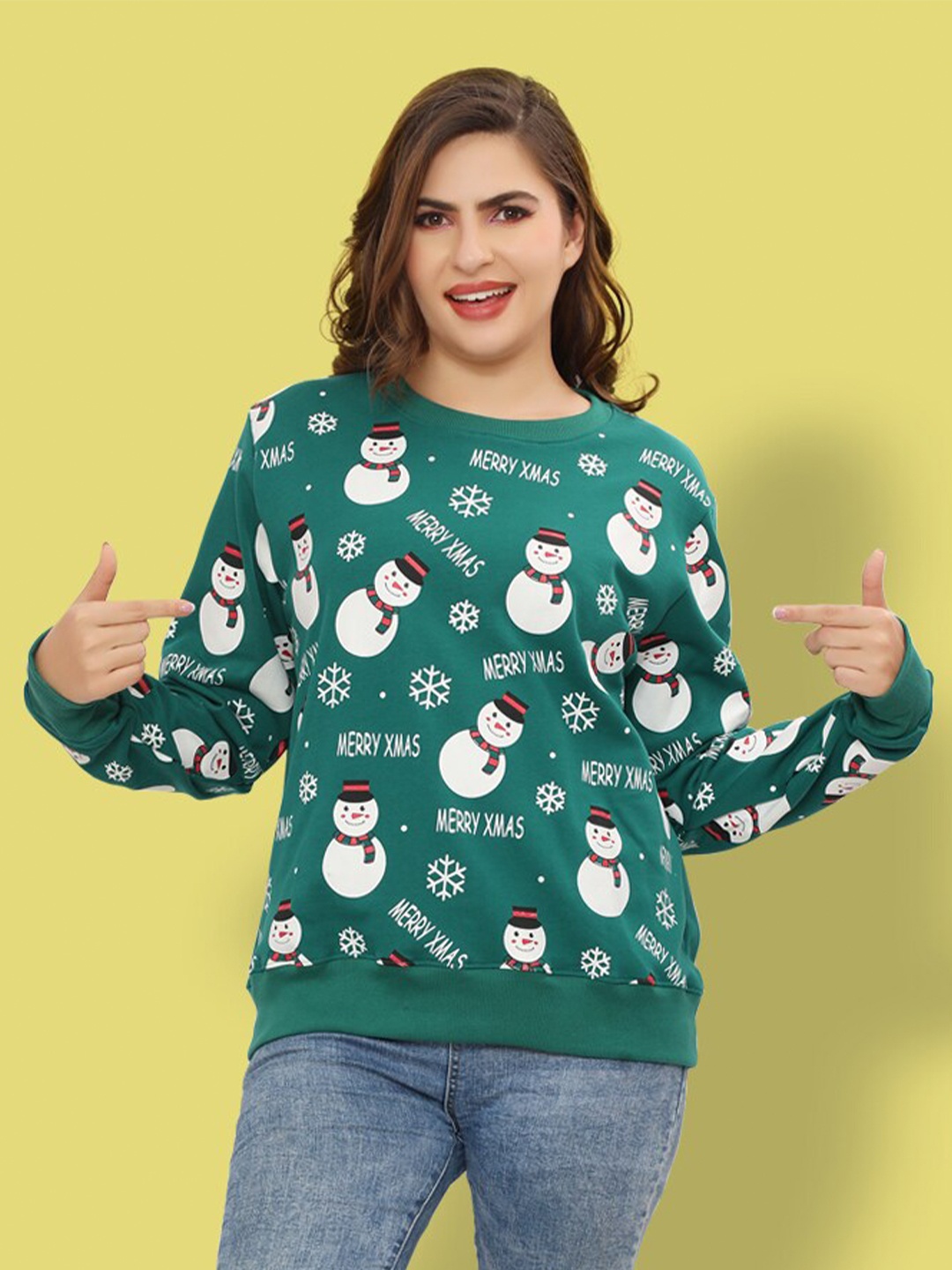 

Ninos Dreams Christmas Printed Cotton Pullover, Green