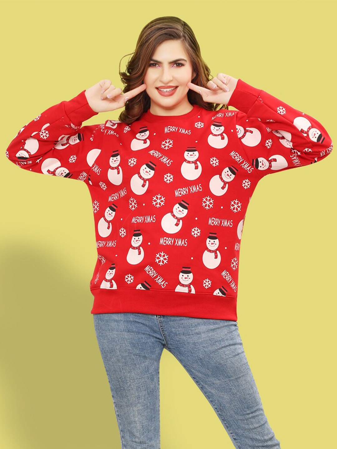 

Ninos Dreams Christmas Printed Cotton Pullover, Red