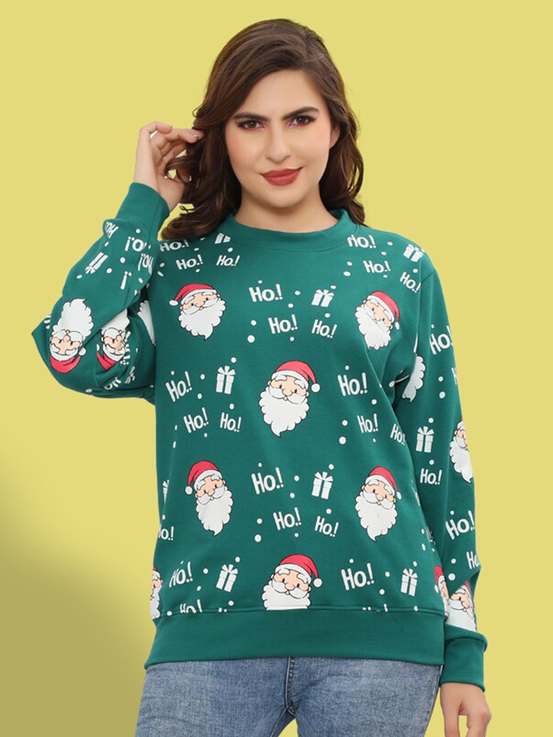 

Ninos Dreams Christmas Printed Cotton Pullover, Green