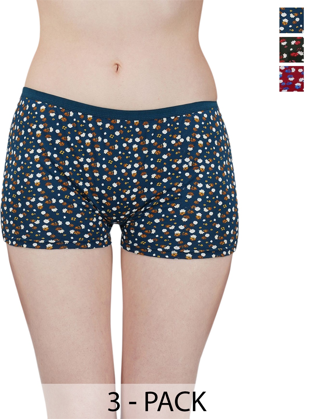 

arLa APPAREL Pack Of 3 Printed Pure Cotton Boy Short Briefs, Green