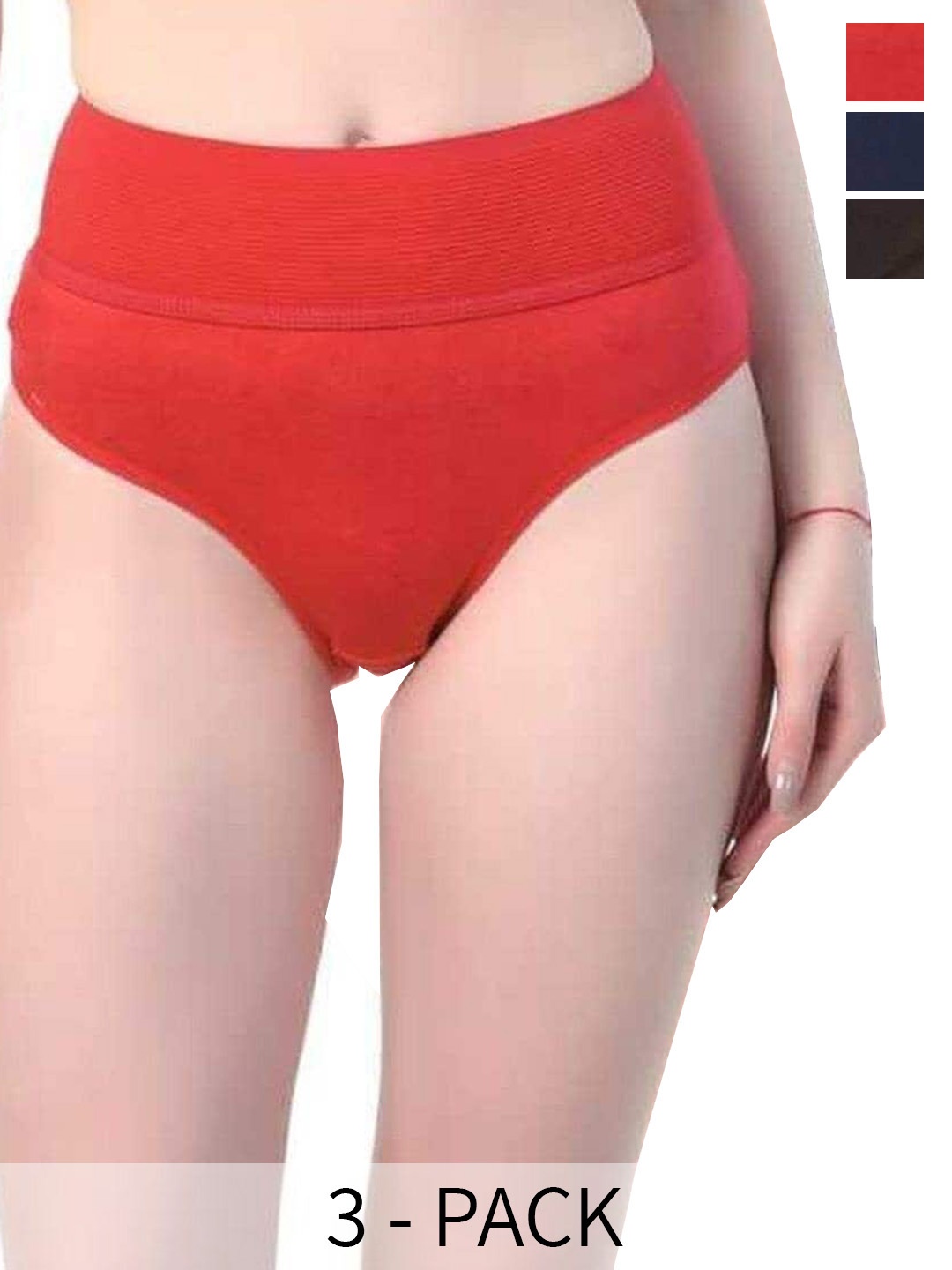 

arLa APPAREL Pack Of 3 Pure Cotton Anti Microbial Hipster Briefs, Red