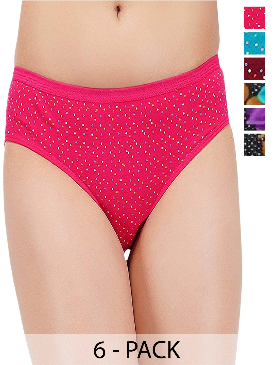 

arLa APPAREL Pack Of 6 Printed Anti Microbial Pure Cotton Hipster Briefs, Blue