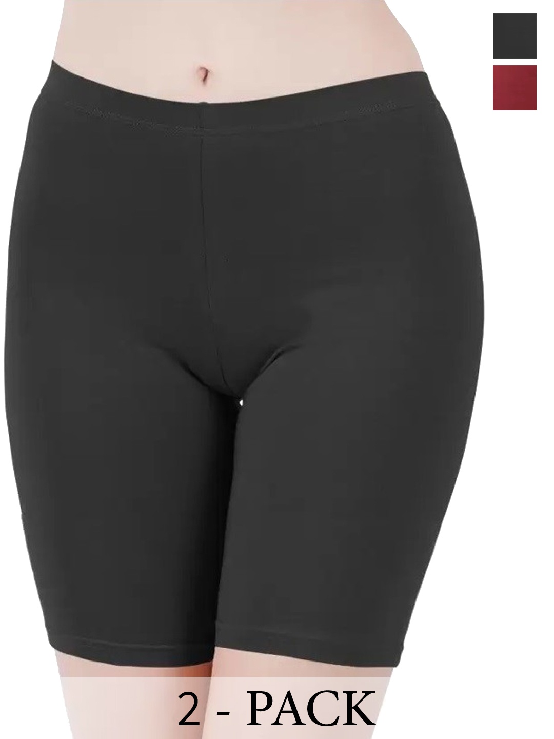 

arLa APPAREL Pack Of 2 Mid-Rise Pure Cotton BoyShort Briefs, Black