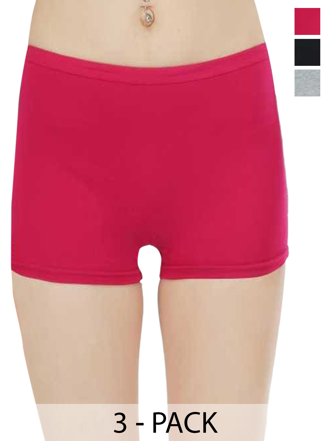 

arLa APPAREL Pack Of 3 Pure Cotton Boyshort Briefs, Red