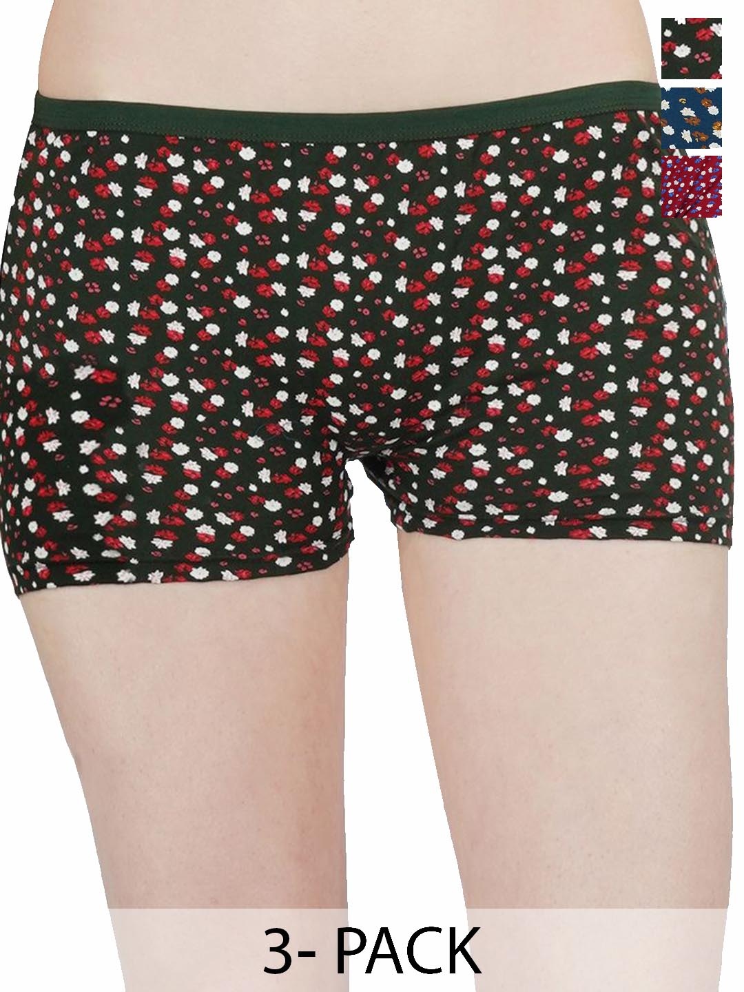 

arLa APPAREL Pack of 3 Printed Pure Cotton Boy Shorts Briefs, Brown