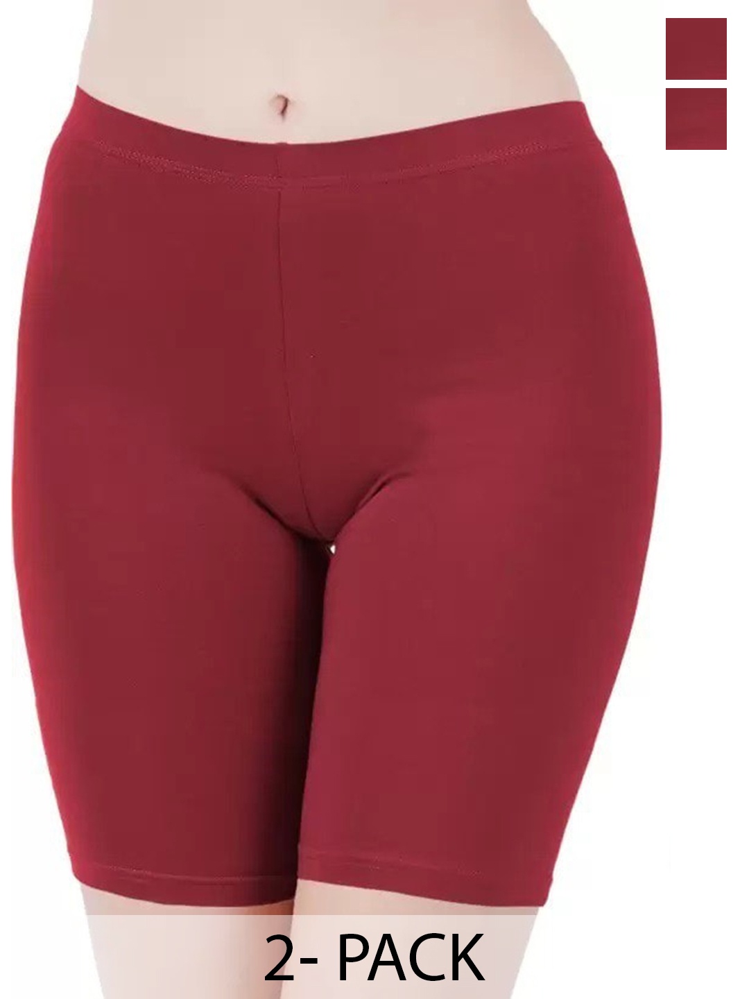 

arLa APPAREL Pack Of 2 Pure Cotton Regular Shorts, Maroon