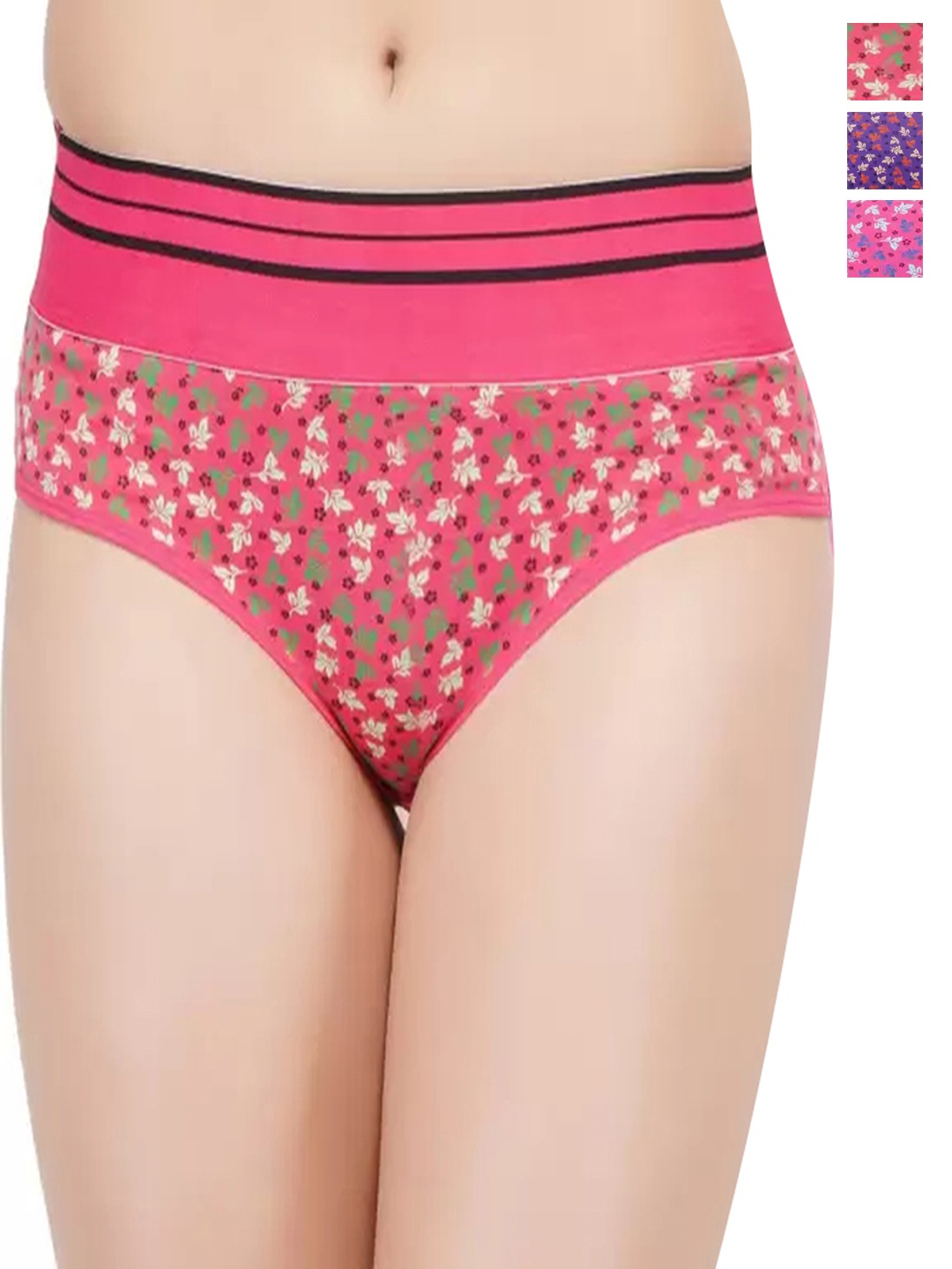 

arLa APPAREL Pack Of 3 Printed Pure Cotton Hipster Briefs, Coral