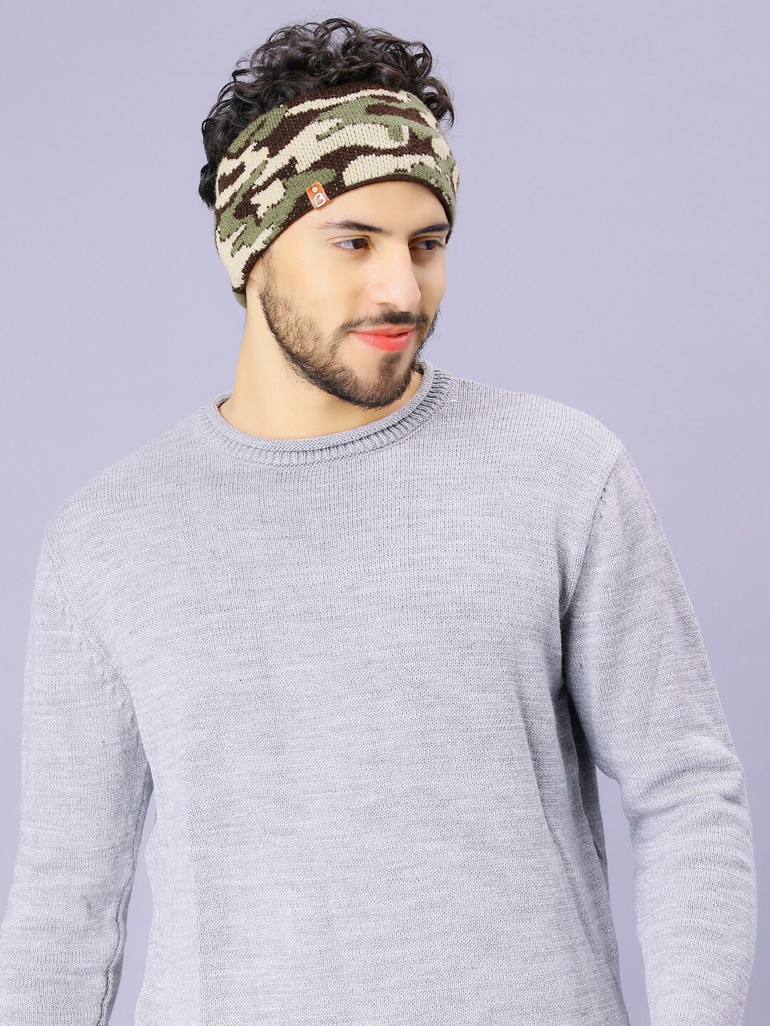 

Bharatasya Printed Earwarmer Headband, Olive