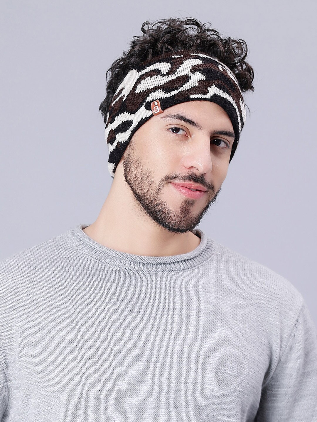 

Bharatasya Printed Earwarmer Headband, Brown