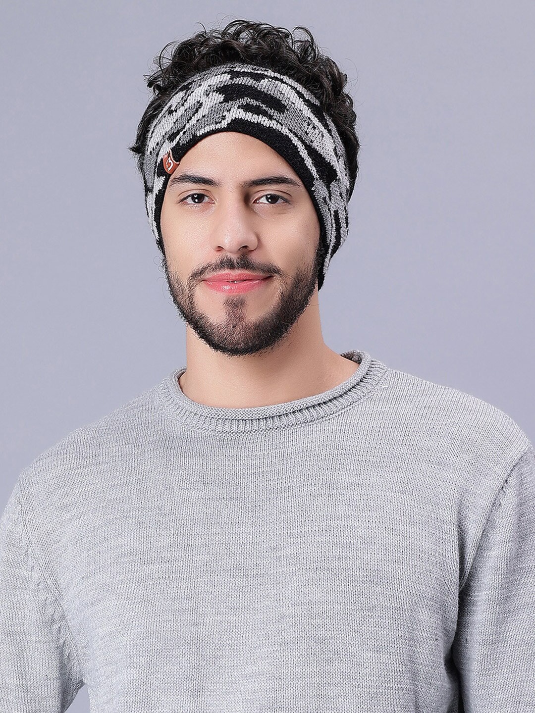 

Bharatasya Printed Earwarmer Headband, Grey