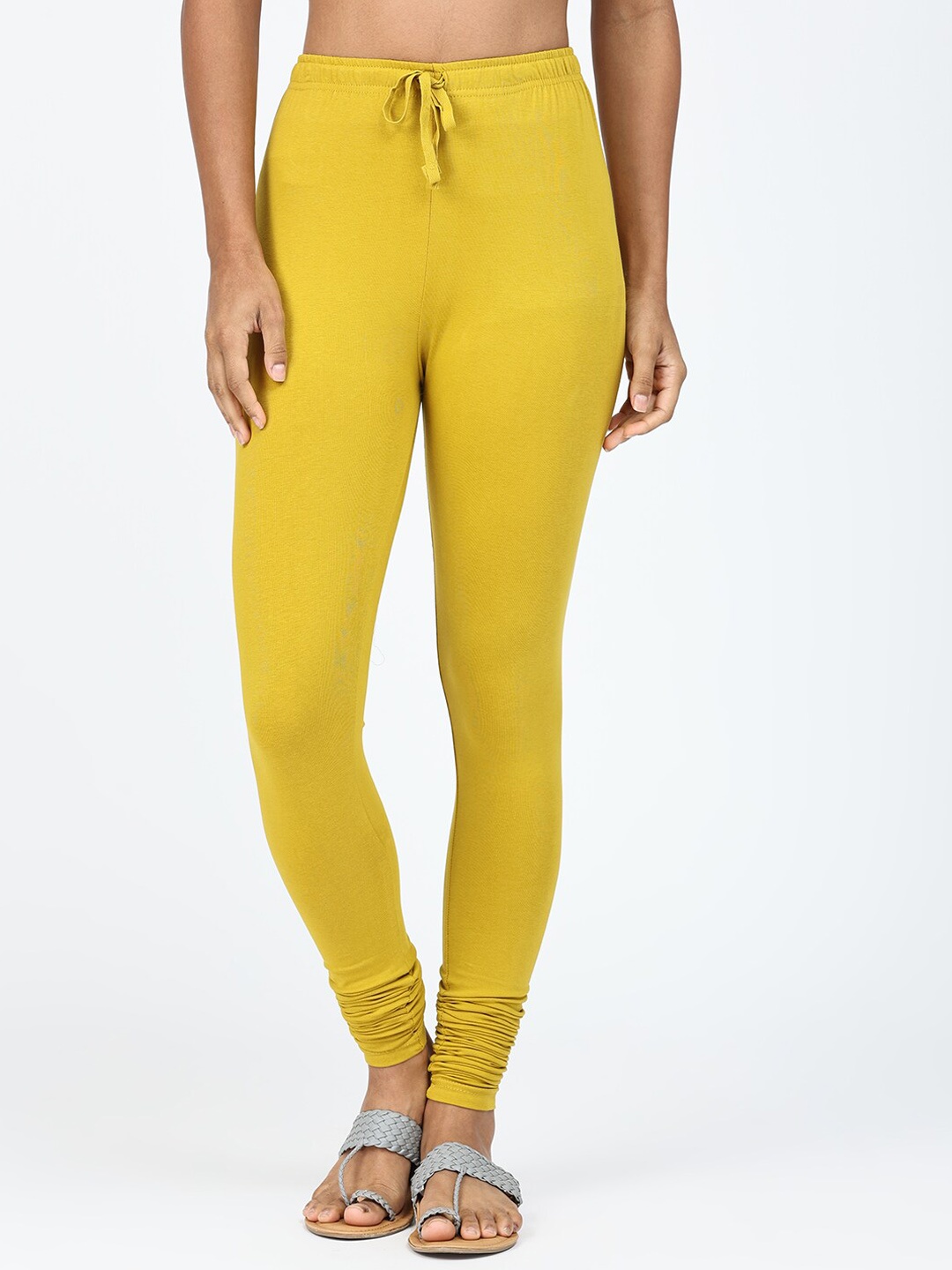 

Robinbosky Bio Washed Stretchable Churidar Length Leggings, Yellow