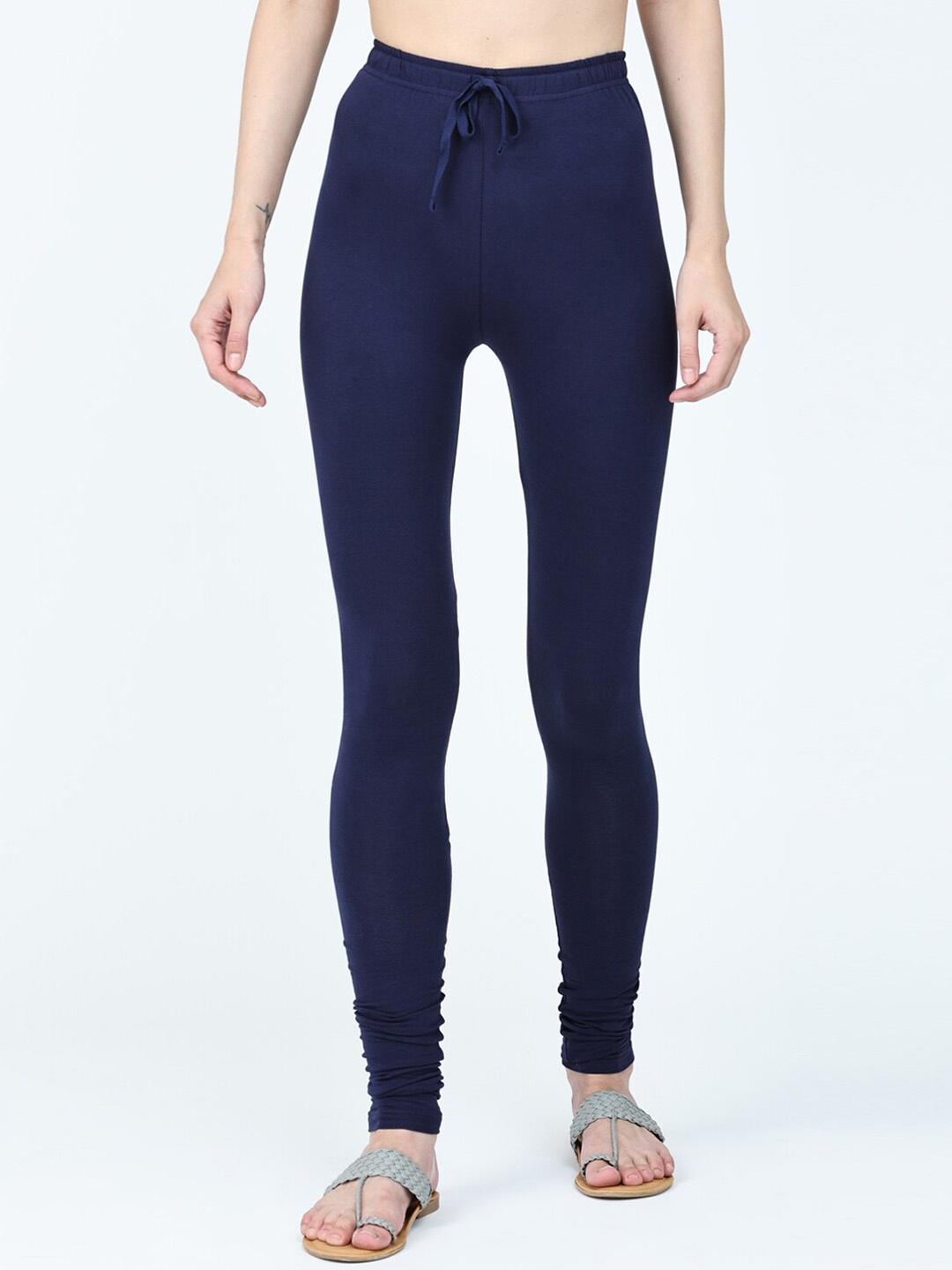 

Robinbosky Biowashed Stretchable Churidar Length Leggings, Navy blue