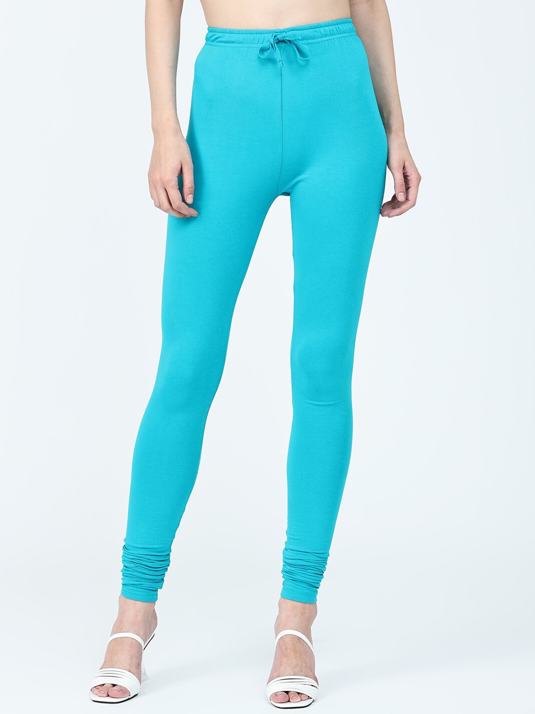 

Robinbosky Biowashed Stretchable Churidar Length Leggings, Turquoise blue