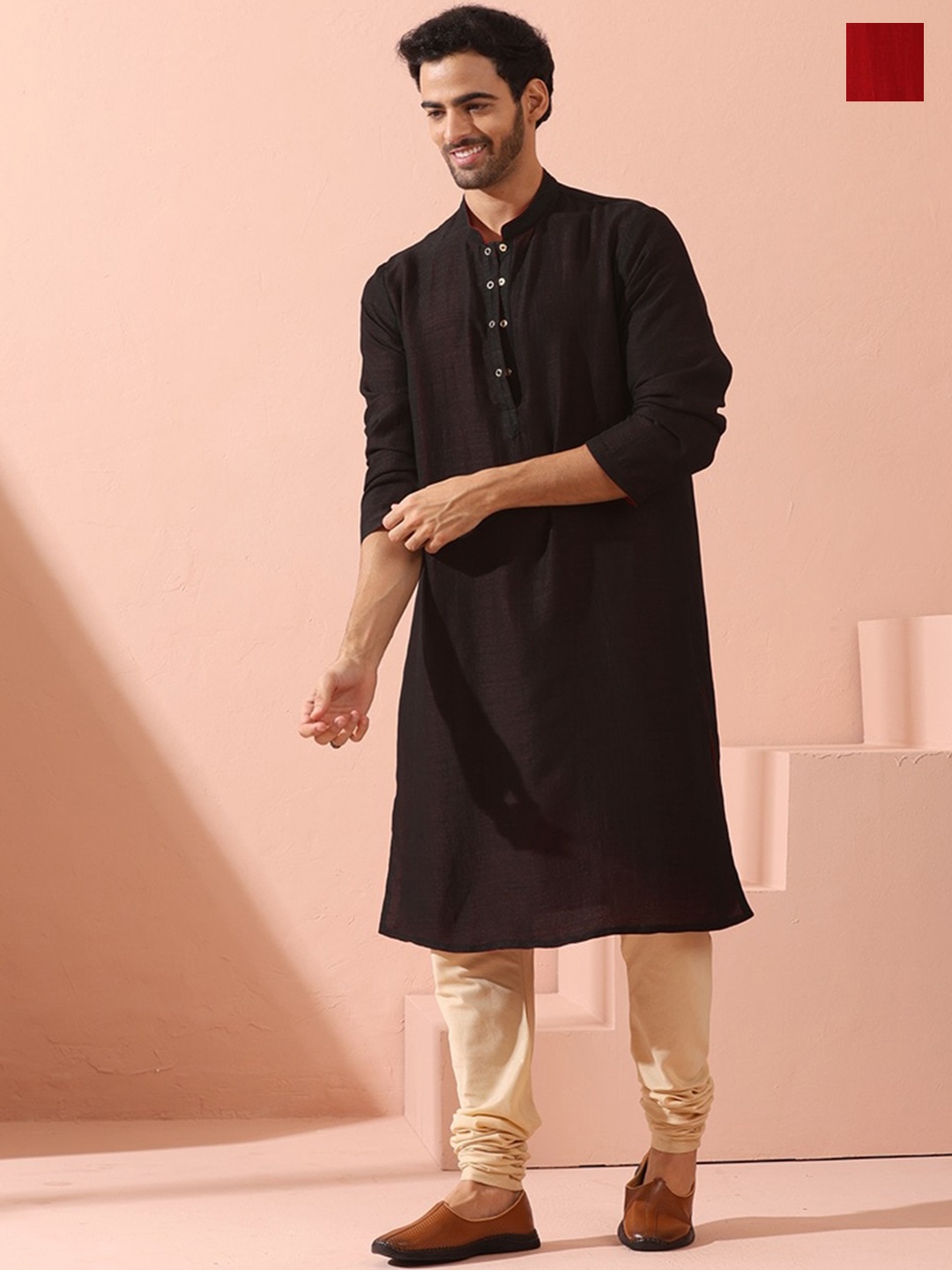

Swtantra Selection of 2 Mandarin Collar Kurta, Black