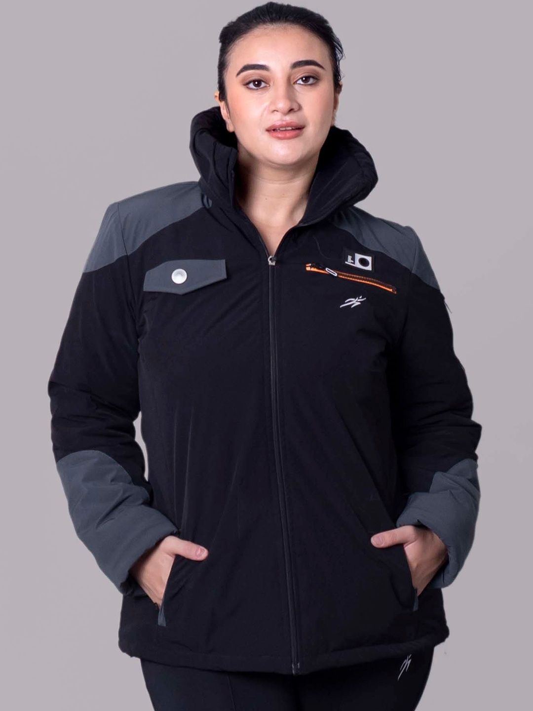 

Keepfit Colourblocked Mock Collar Outdoor Padded Jacket, Black