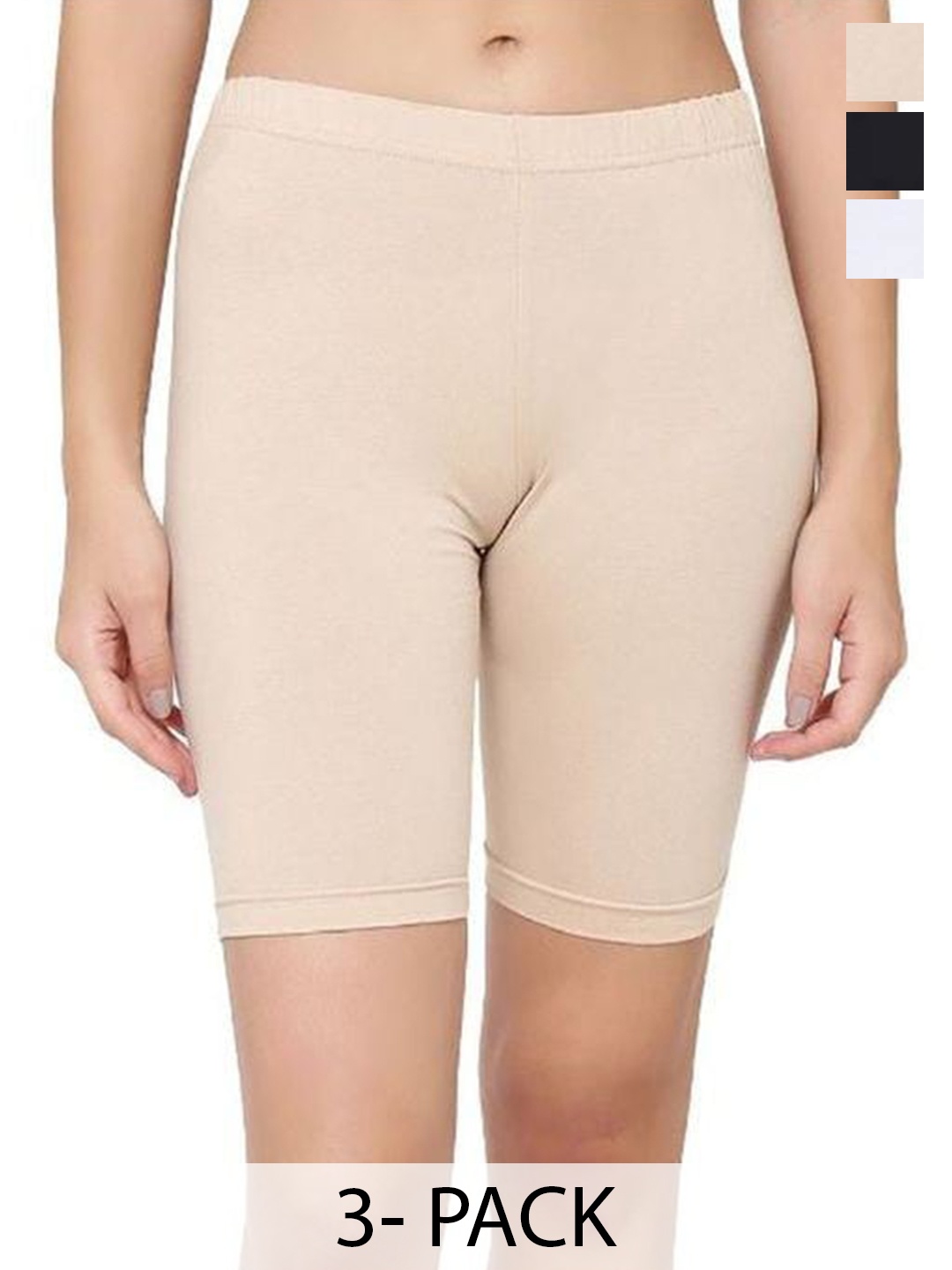 

arLa APPAREL Pack Of 3 Pure Cotton Regular Shorts, White