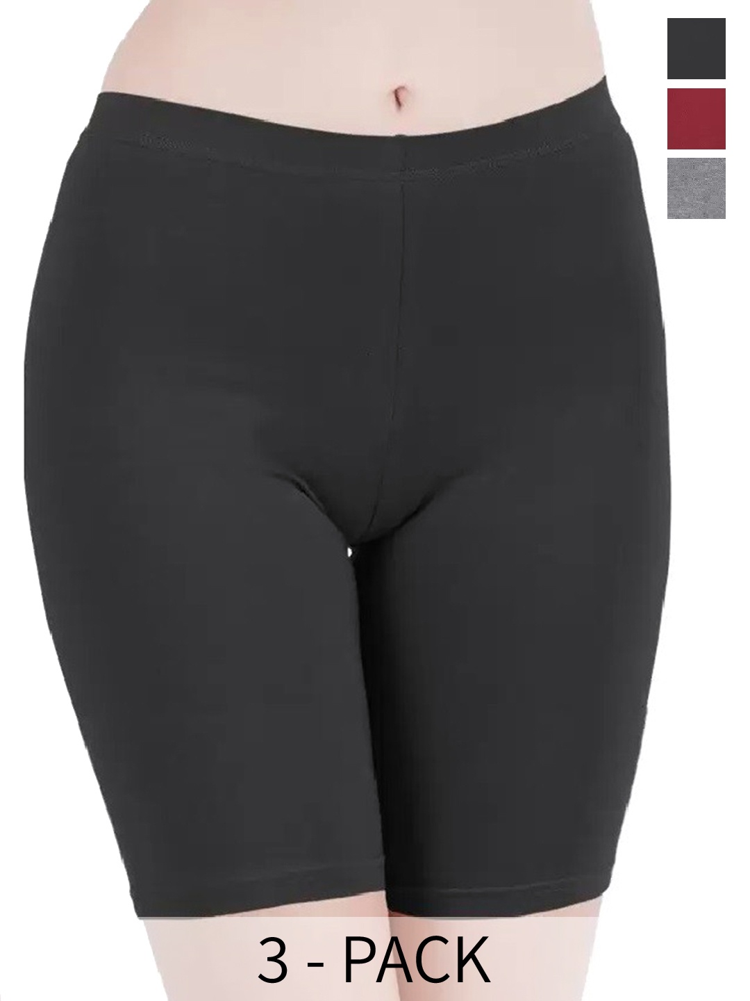 

arLa APPAREL Pack Of 3 Pure Cotton Regular Short, Black