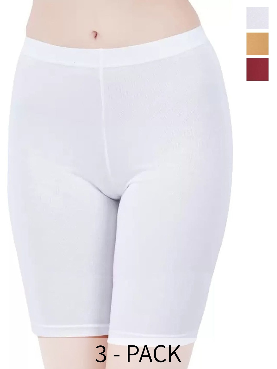 

arLa APPAREL Pack Of 3 Pure Cotton Regular Shorts, White