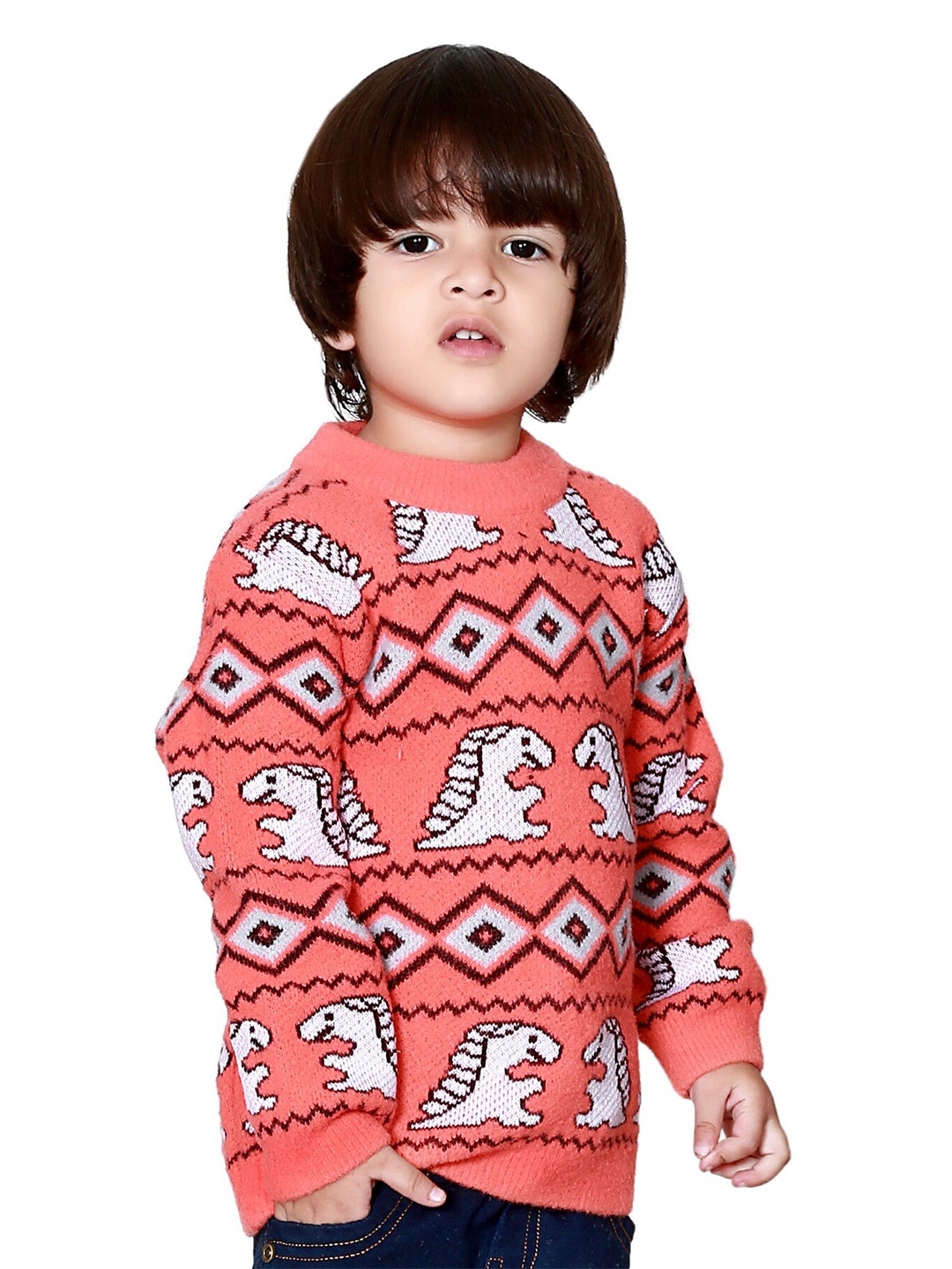 

BAESD Kids Animal Graphics Printed Long Sleeves Acrylic Pullover Sweater, Red