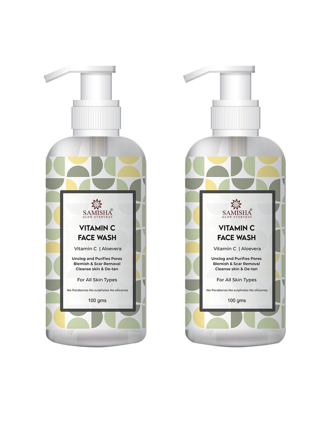 

SAMISHA Set of 2 Vitamin C Face Wash For Glowing & Brightening Skin - 100ml Each, White