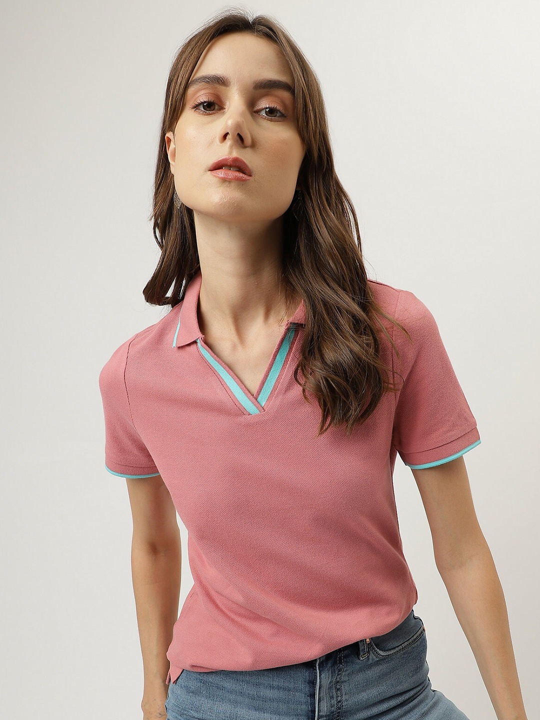 

Marks & Spencer Polo Collar Pure Cotton T-shirt, Pink