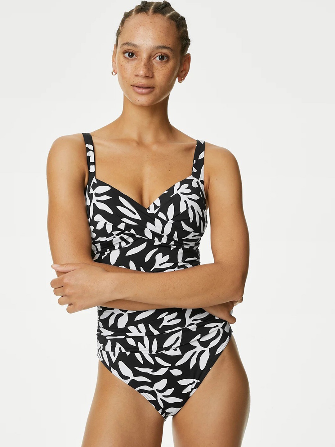 

Marks & Spencer Printed V-Neck Bodysuit, Black