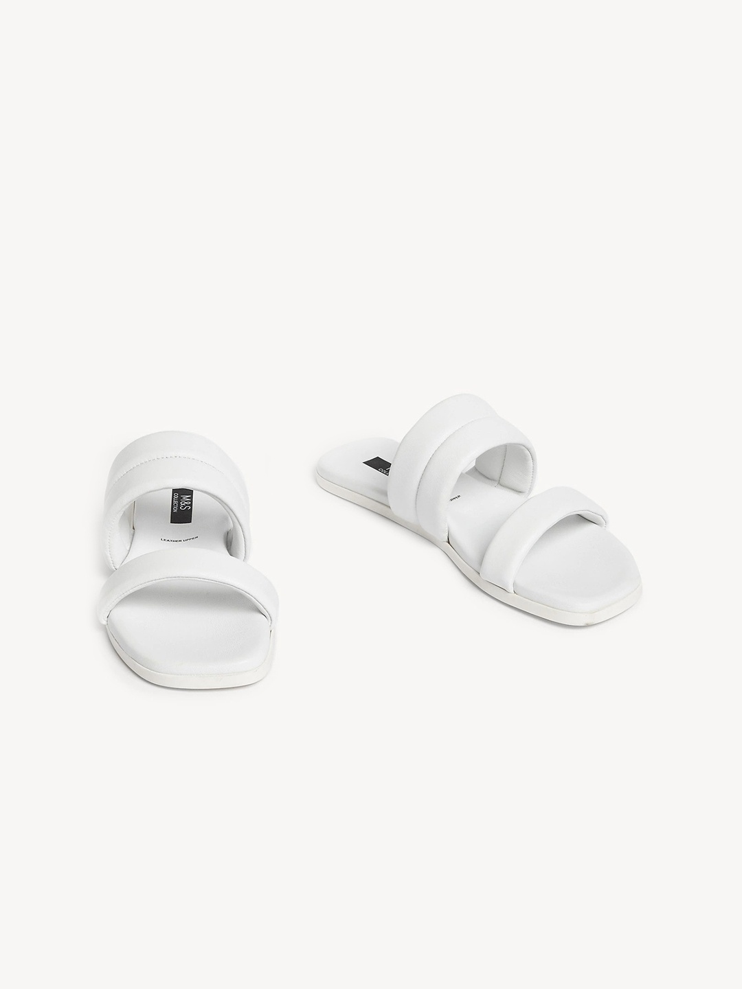 

Marks & Spencer Double Straps Open Toe Flats, White