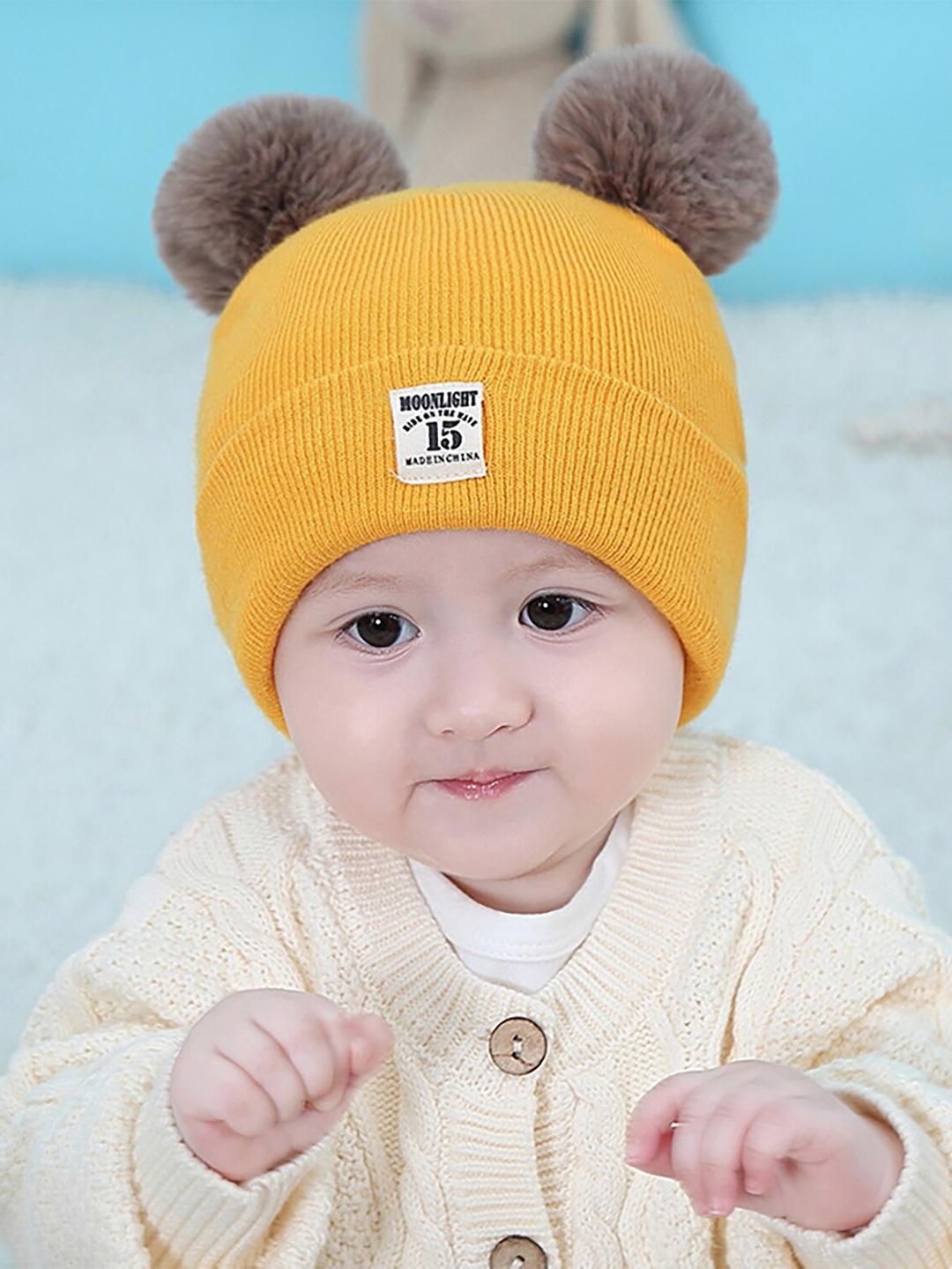 

YOUSTYLO Infants Kids Self Design Woollen Beanie, Yellow