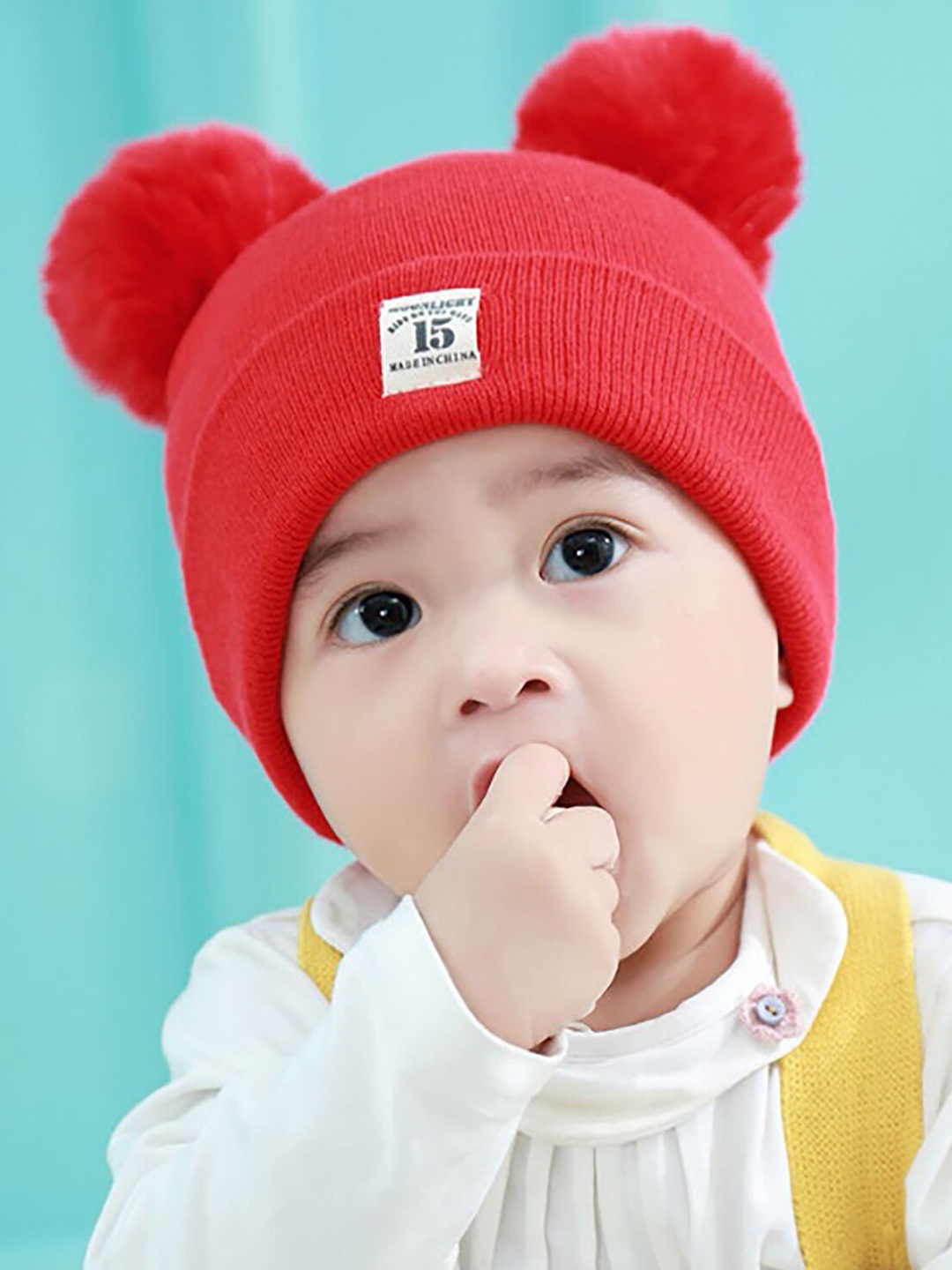 

YOUSTYLO Infants Kids Self Design Woollen Beanie, Red