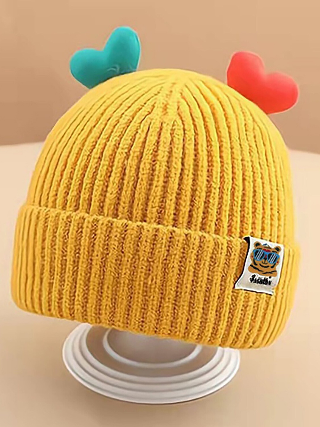 

YOUSTYLO Kids Self Design Woollen Beanie, Yellow