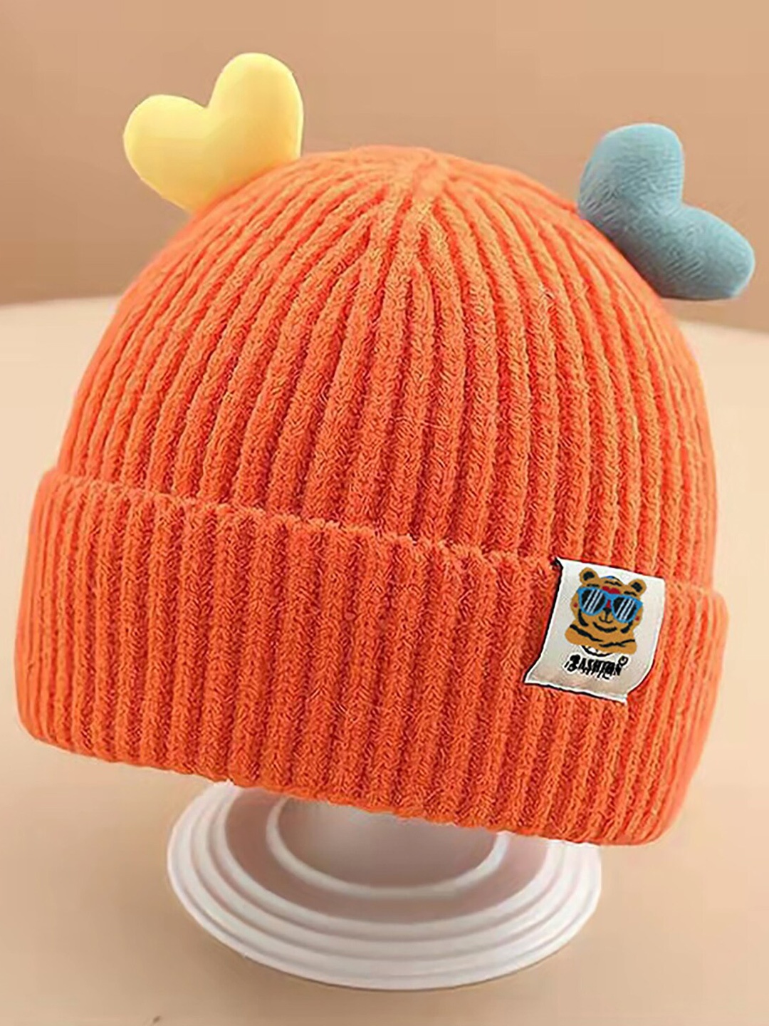 

YOUSTYLO Kids Self Design Woollen Beanie, Orange