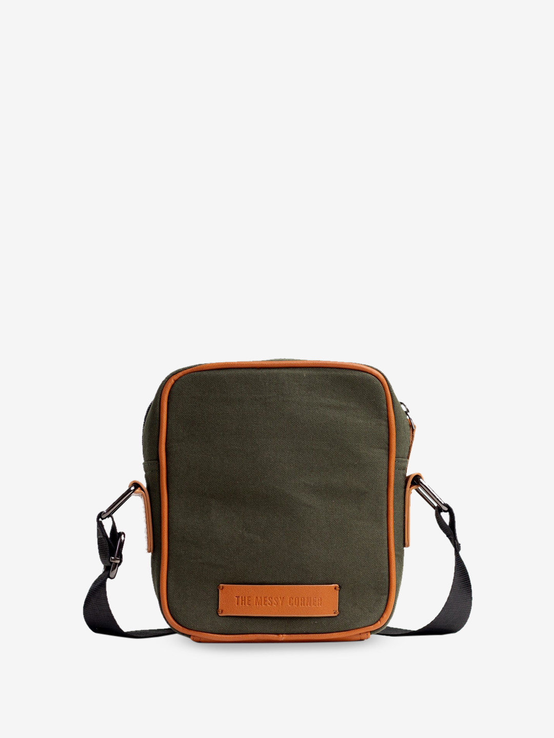 

THE MESSY CORNER Unisex Canvas Structured Sling Bag, Olive