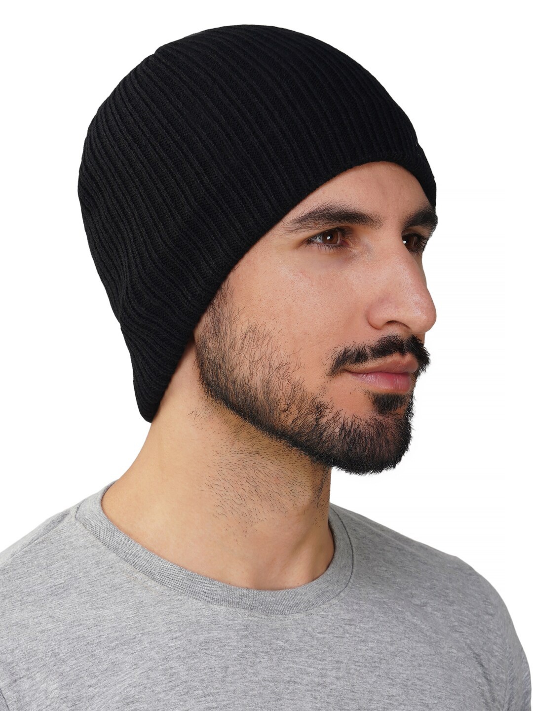 

iSWEVEN Unisex Self Designed Woollen Beanie, Black