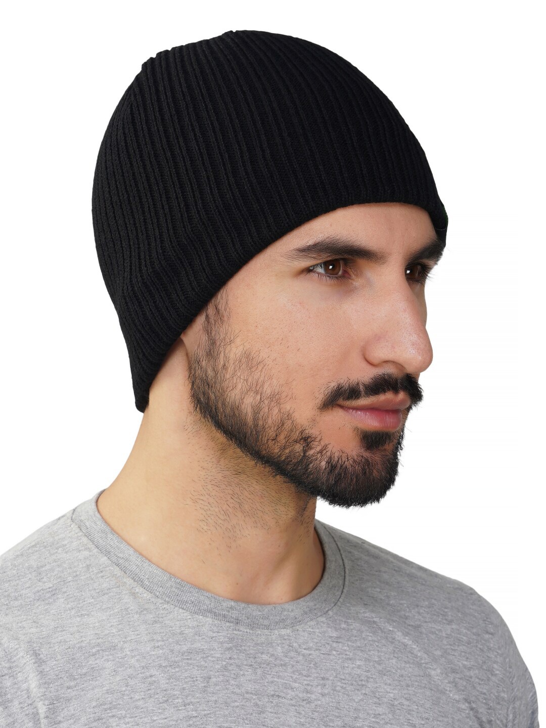 

iSWEVEN Unisex Self Designed Woollen Beanie, Black