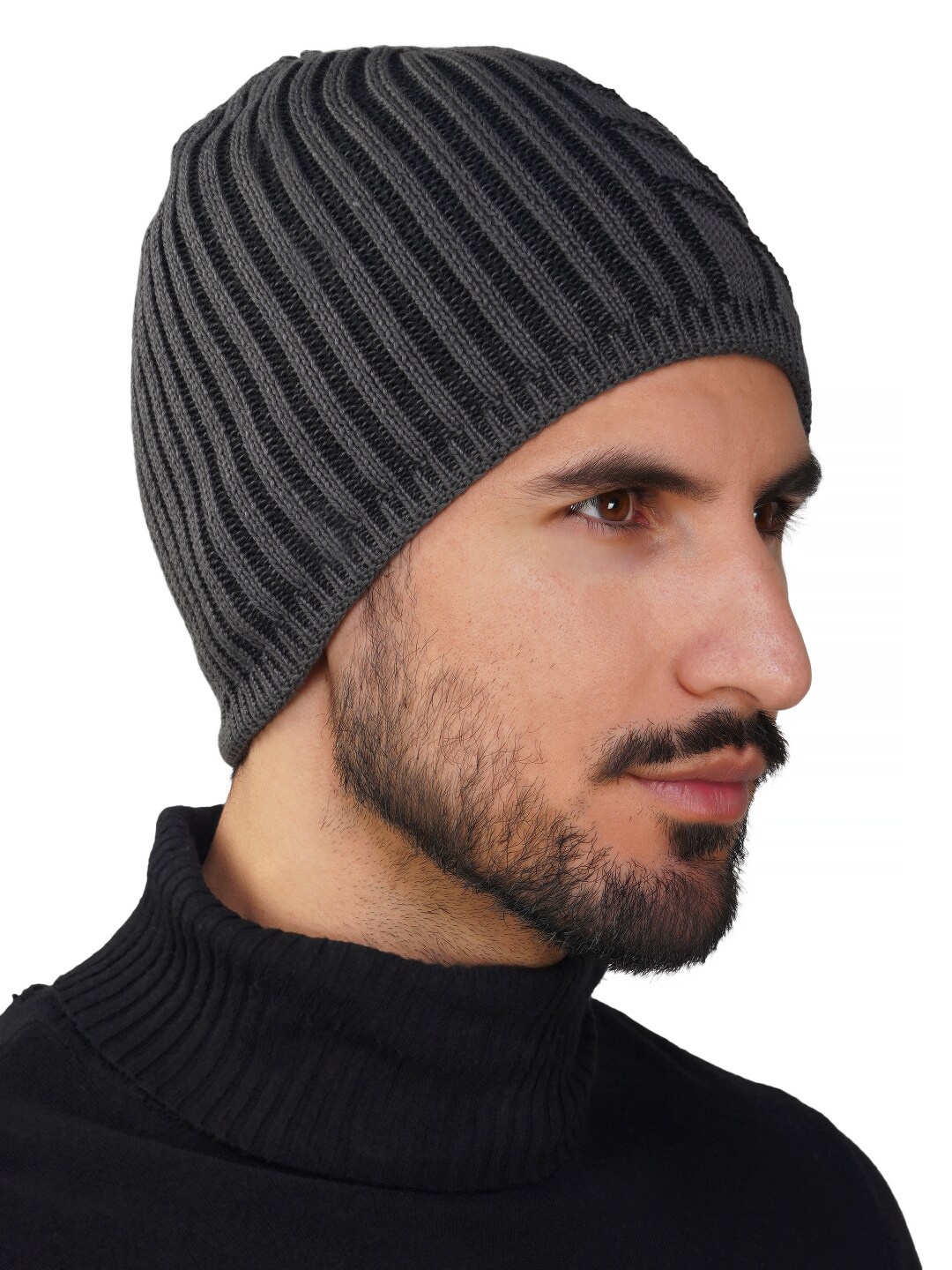 

iSWEVEN Unisex Self Design Woollen Beanie, Grey