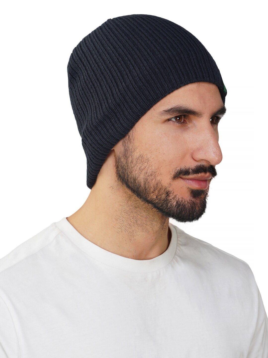 

iSWEVEN Unisex Self Design Woollen Beanie, Navy blue