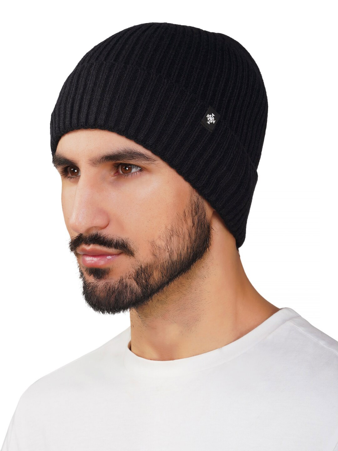 

iSWEVEN Unisex Self Designed Woollen Beanie, Black