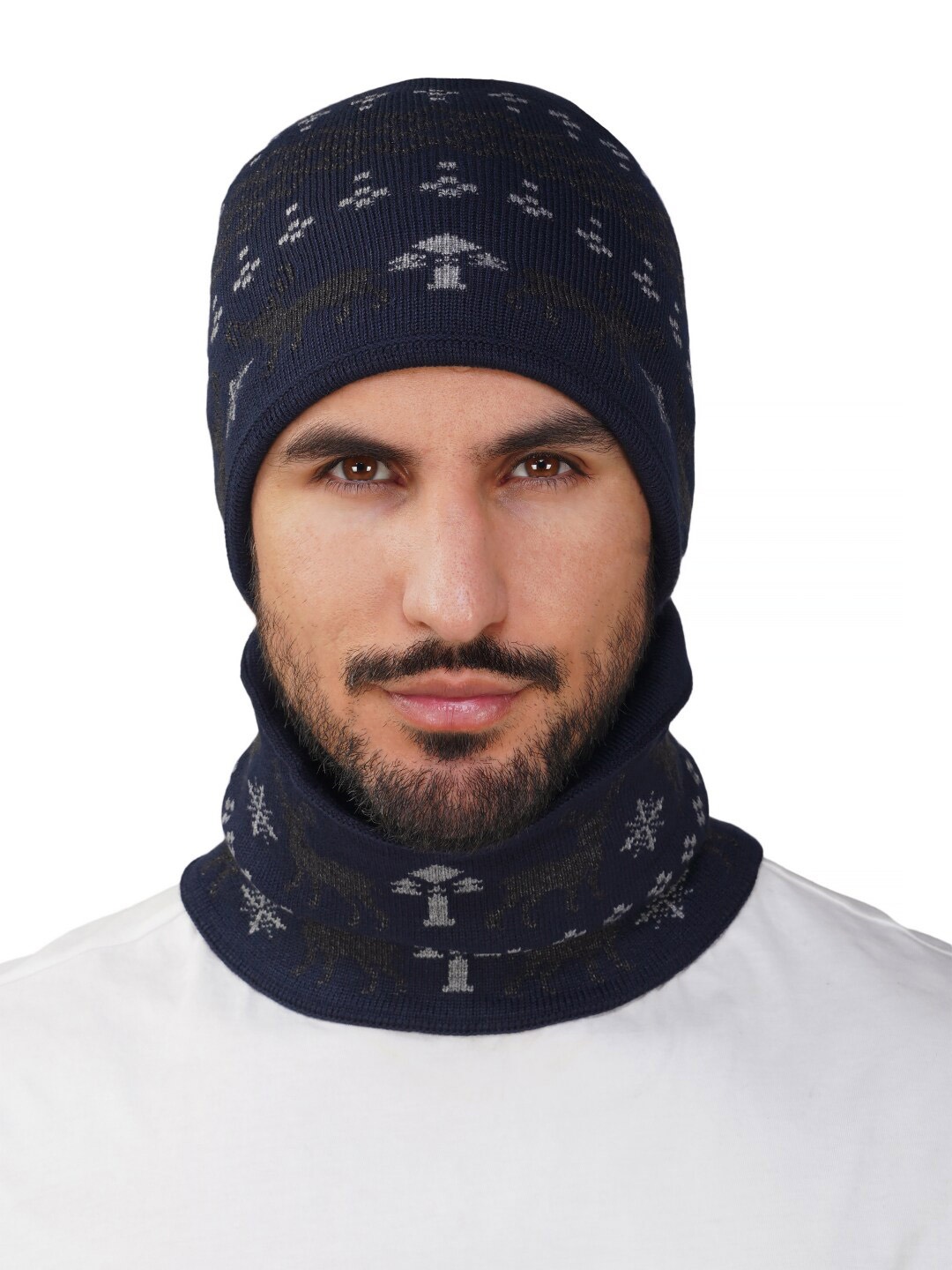 

iSWEVEN Unisex Self Design Woollen Beanie, Navy blue