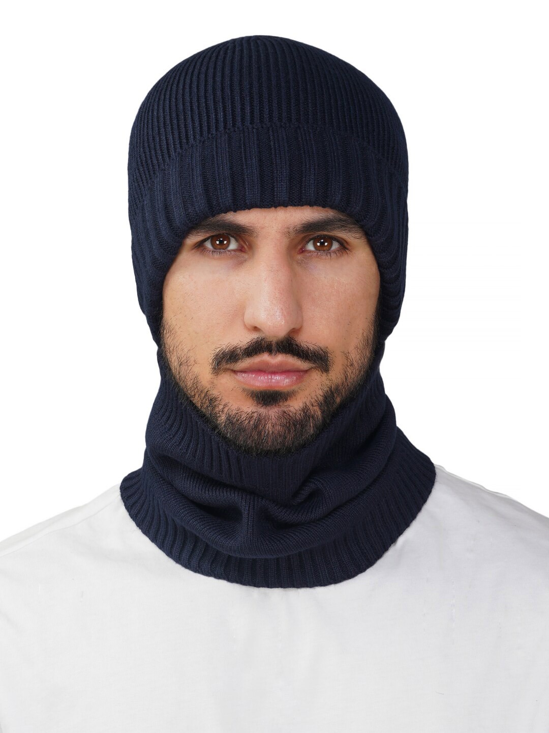 

iSWEVEN Unisex Self Design Woollen Balaclava, Navy blue